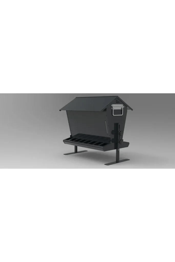 24 kg Kapasiteli Çatılı, Çift Taraflı Metal Tavuk Yemliği (Antrasit Gri) - Görsel 2