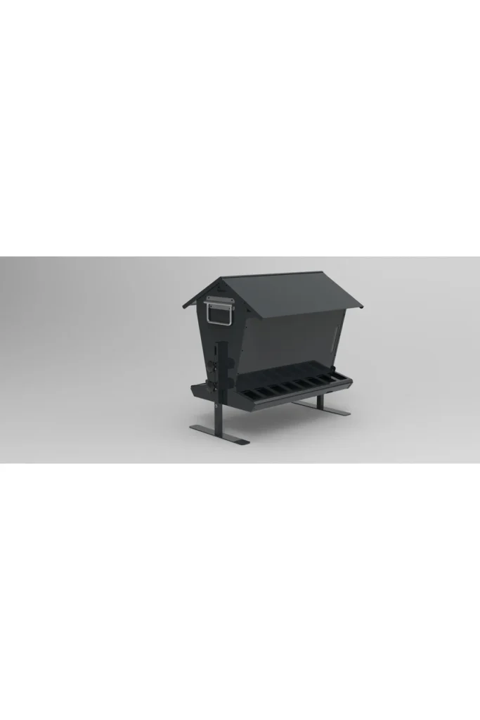 24 kg Kapasiteli Çatılı, Çift Taraflı Metal Tavuk Yemliği (Antrasit Gri) - Görsel 3